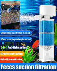 Circulación de agua por olas multifuncional para acuarios, oxigenación, limpieza de heces de peces, cambio de agua, filtro de cultivo bacteriano, sistema de circulación de purificación de agua todo en uno