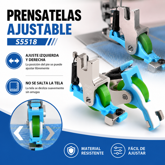 🧵 Prensatelas universal de rodillo liso para máquina de coser, funcionamiento suave y plano.