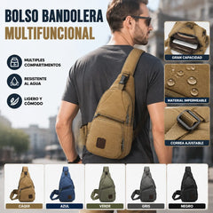 Bolso Bandolera Hombre Impermeable, Mochila Pecho Multifuncional con Múltiples Compartimentos para Viaje y Uso Diario