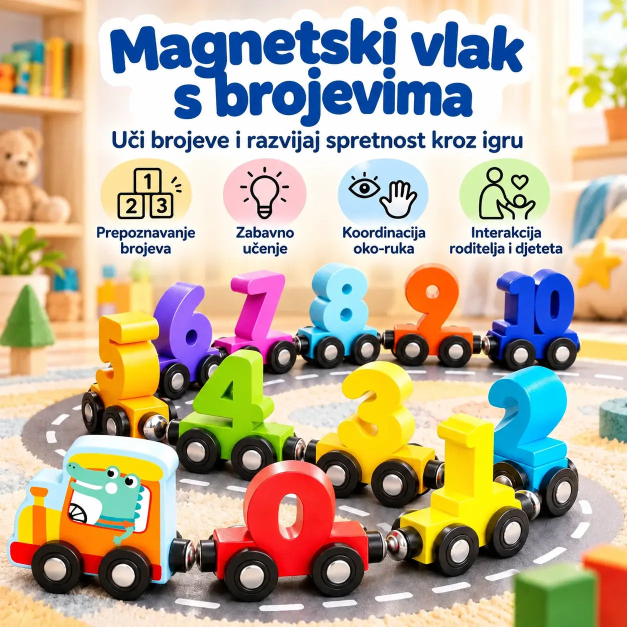 🔥Kupite 1, dobijte 1 gratis🔥🚂 Magnetski vlak s brojevima za djecu | Edukativna igračka za slaganje za učenje kroz igru