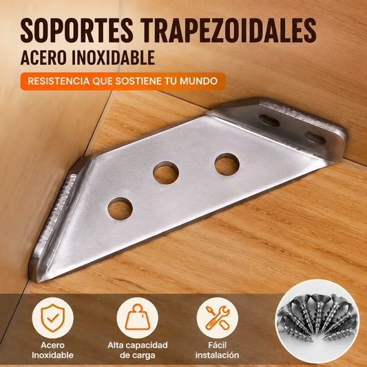 【12 juegos：12 soporte + 84 tornillos】Soportes para muebles de acero inoxidable, esquinas gruesas, sujetadores en ángulo para muebles de 90°
