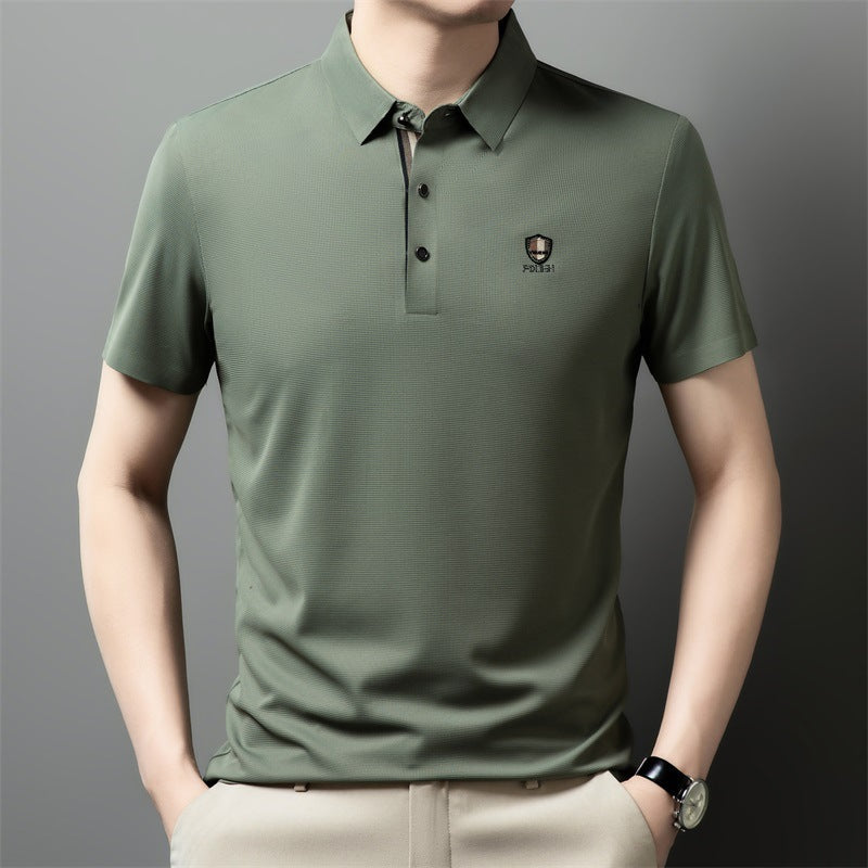 🔥 Venta por tiempo limitado 🔥【M-4XL】Verano Nuevo polo casual con solapa de media manga de seda helada