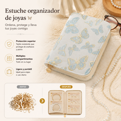 🔥Elegante y portátil estuche para guardar joyas con estampado de flores de ciruelo y mariposas