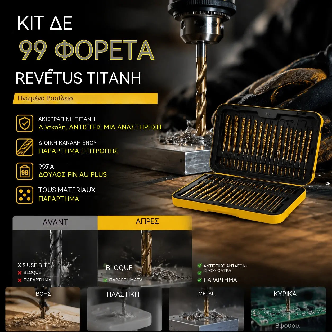 🏭⚒️ Broca con revestimiento de titanio, perforación duradera en madera, metal y plástico, ideal para proyectos de bricolaje profesionales ✨