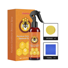 🔥【120 ml + esponja + toalla】Spray de cera de abeja natural micromolecular para el cuidado de muebles, mantenimiento y pulido de suelos.