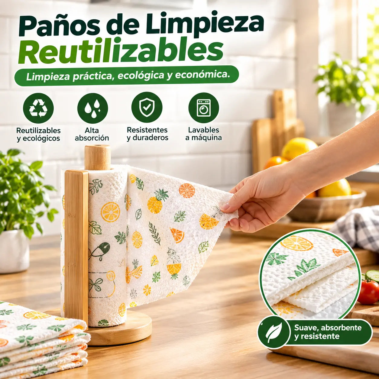 🔥 【Compra uno y llévate otro gratis】 🌿 Rollo de paños de limpieza reutilizables (100 hojas) — Reutilizables tras el lavado