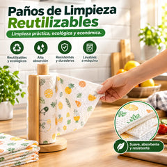 🔥 【Compra uno y llévate otro gratis】 🌿 Rollo de paños de limpieza reutilizables (100 hojas) — Reutilizables tras el lavado