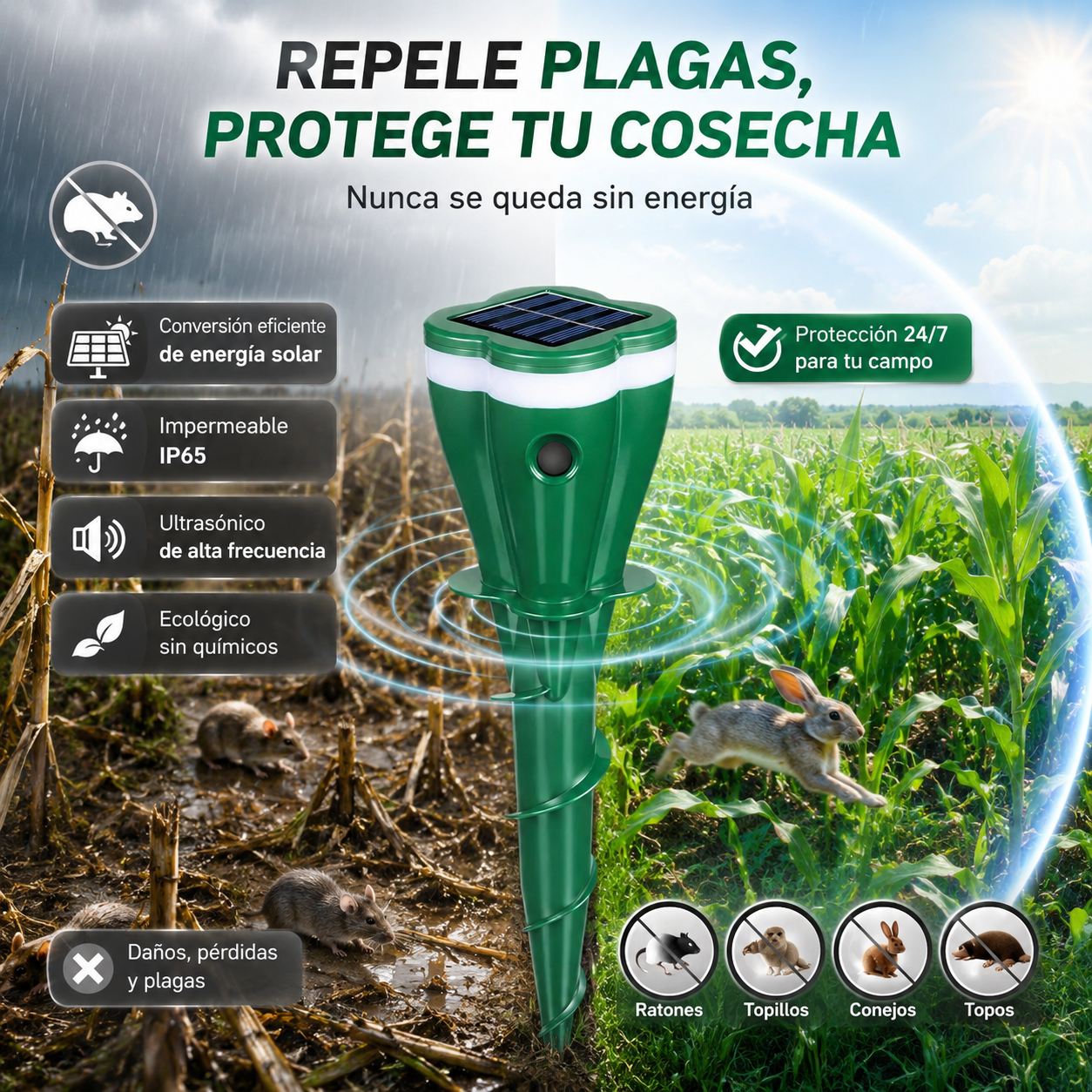 ☘️Producto en oferta - 50% de descuento ☘️ Repelente de animales solar e impermeable
