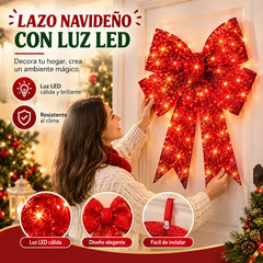📢📢 ¡Oferta a mitad de precio! ✨【61cm*43cm*6cm】Lazo navideño extragrande para exteriores, impermeable, con luz incorporada