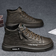 🔥【39-44】Zapatillas deportivas altas informales con cremallera lateral para hombre