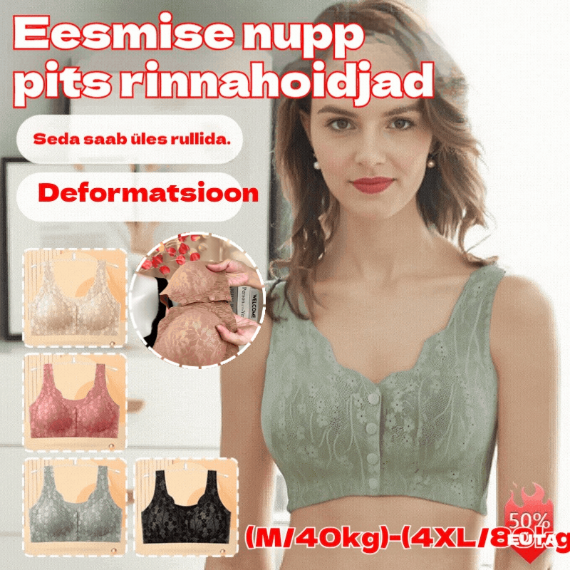 【2 tk. pakend】Naiste traadita rinnahoidja eesmise nupuga【40-100kg】