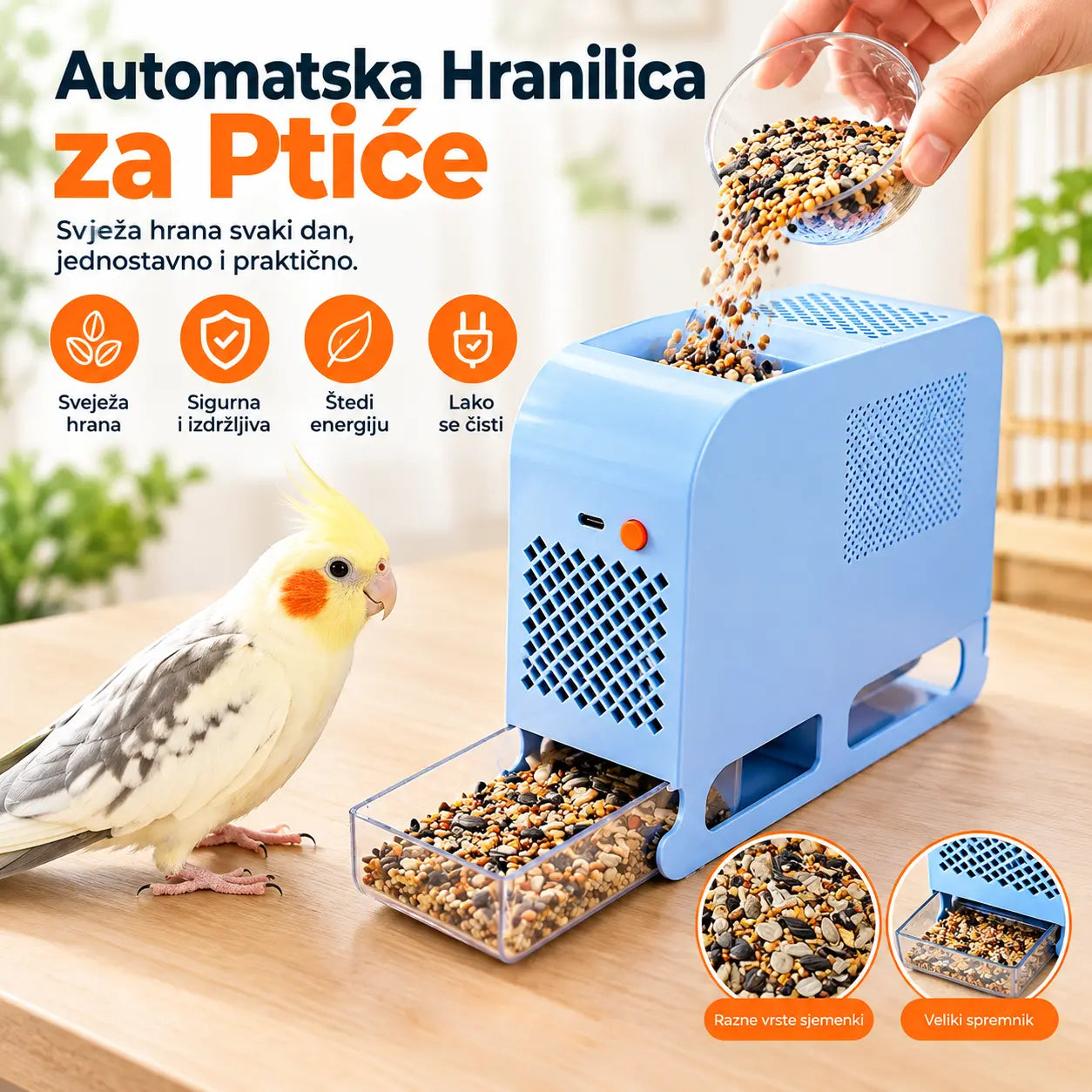 Čistač sjemena za ptice: Brzo uklanja prazne ljuske za čišću hranu.