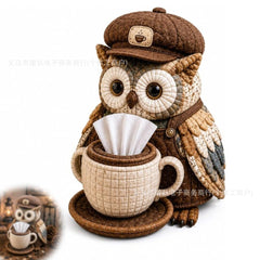 🦉Kit de costura DIY - Caja de pañuelos acolchada con patrón de búho inteligente