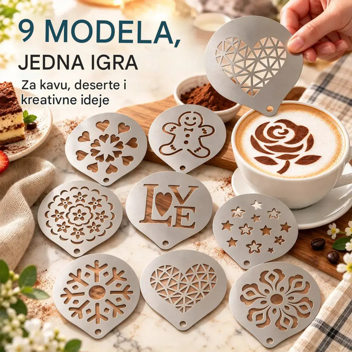 Šablona od nehrđajućeg čelika za latte art