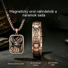 🔥【Náramok + náhrdelník】Pánske magnetické náramky s motívom orla