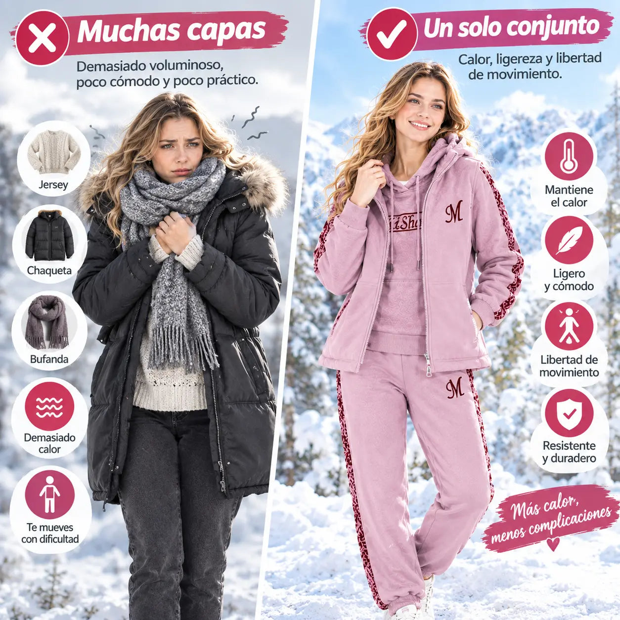 🔥【pantalón + suéter + chaqueta】Nuevo conjunto deportivo y casual de otoño/invierno 2026, acolchado y grueso.