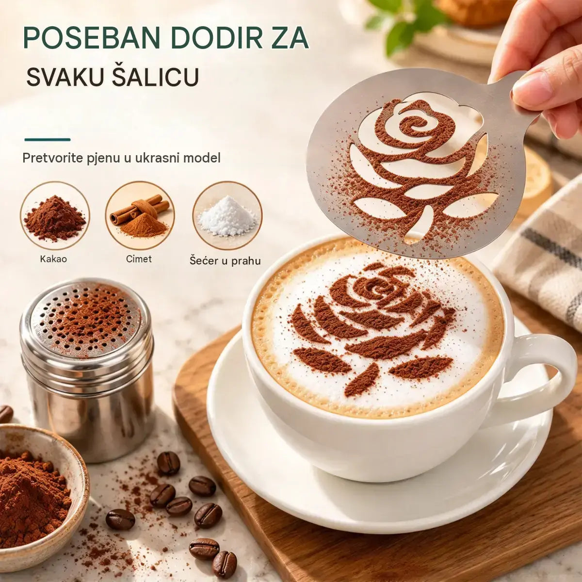 Šablona od nehrđajućeg čelika za latte art