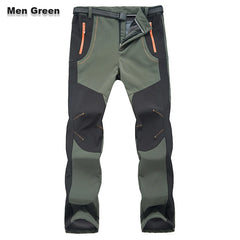 【S-5XL】Pantalones de senderismo para hombre, suaves, impermeables, a prueba de viento, transpirables, cálidos y gruesos, de polar para deportes al aire libre.