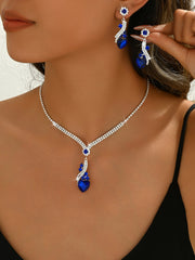 💎【Collar + Pendientes】Conjunto de joyas de cristal de dos piezas