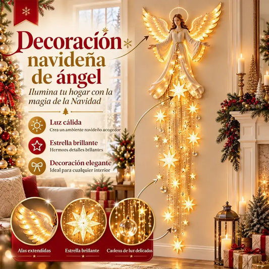 👼✨ Andělské nástěnné svítidlo s padající hvězdou | Svítící vánoční dekorace | LED s teplým světlem pro dům i zahradu 🌟