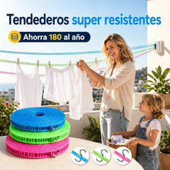 💥【3 piezas】🔗 Tendedero antideslizante y resistente al viento 👕 Evita el caos en la colada con el viento 🌬️