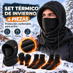🧣❄️ Set de 4 Piezas de Invierno para Hombre y Mujer | Gorro, Guantes, Calcetines y Mascarilla de Cuello | Térmico, Afelpado y Cortavientos 🧤