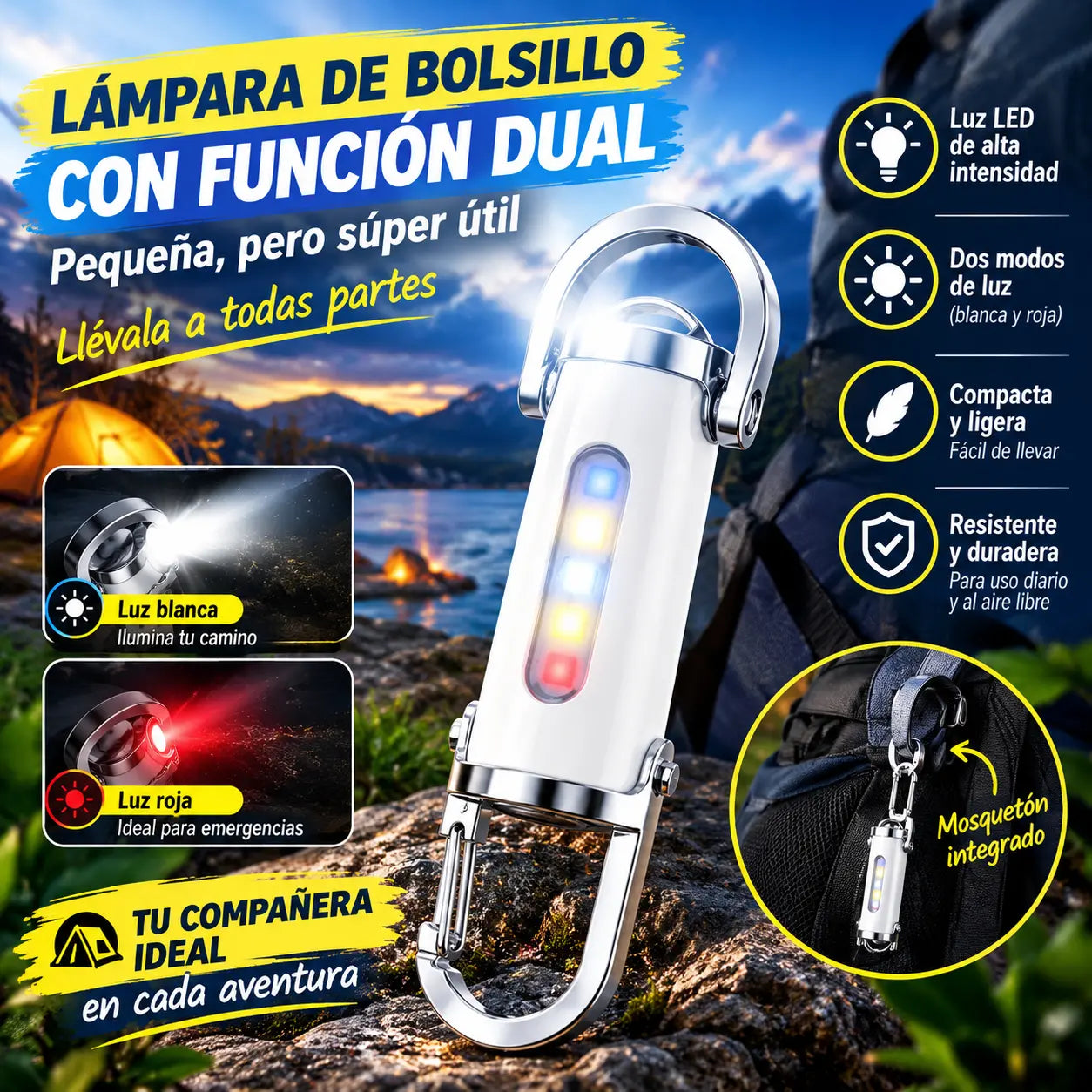 🔥Compra 1 y llévate 1 gratis🔦Linterna multifuncional mini súper brillante, 8000 lúmenes, resistente al agua💦