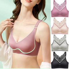 💞【Conjunto de 4 piezas】🎁Sujetador sin aros con bordado de mariposa - Sin aros, soporte durante todo el día✨【45~125 kg】