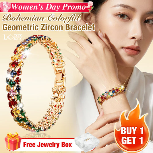 【Compra uno y llévate otro gratis】✨Pulsera de circonitas geométricas coloridas de estilo bohemio
