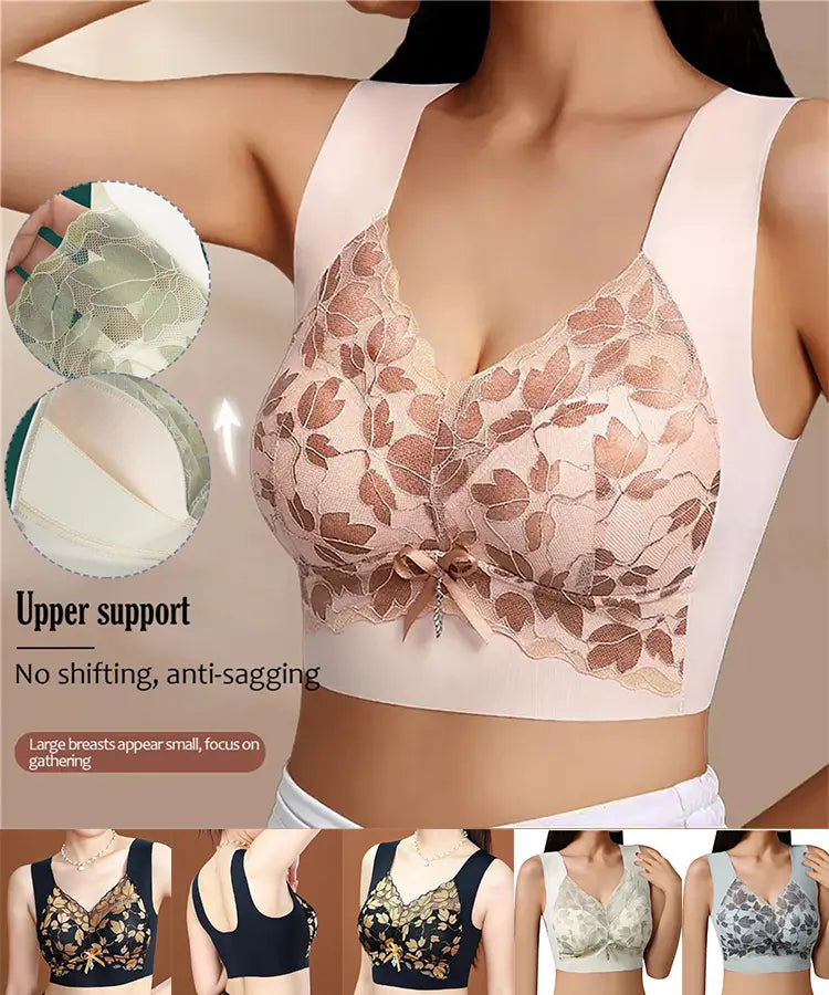 💖【paquete de 3】1 juego 28 euros🥰Sujetador de encaje talla grande M-4XL, sin aro de acero, espalda deslumbrante, sexy y transpirable, sin costuras, 【40-100 kg】
