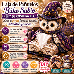 🦉Kit de costura DIY - Caja de pañuelos acolchada con patrón de búho inteligente