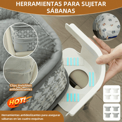 【4 piezas】🧵🏠Sujetadores Invisibles para Sábanas – Sin Agujas, Antideslizantes y Fáciles de Usar