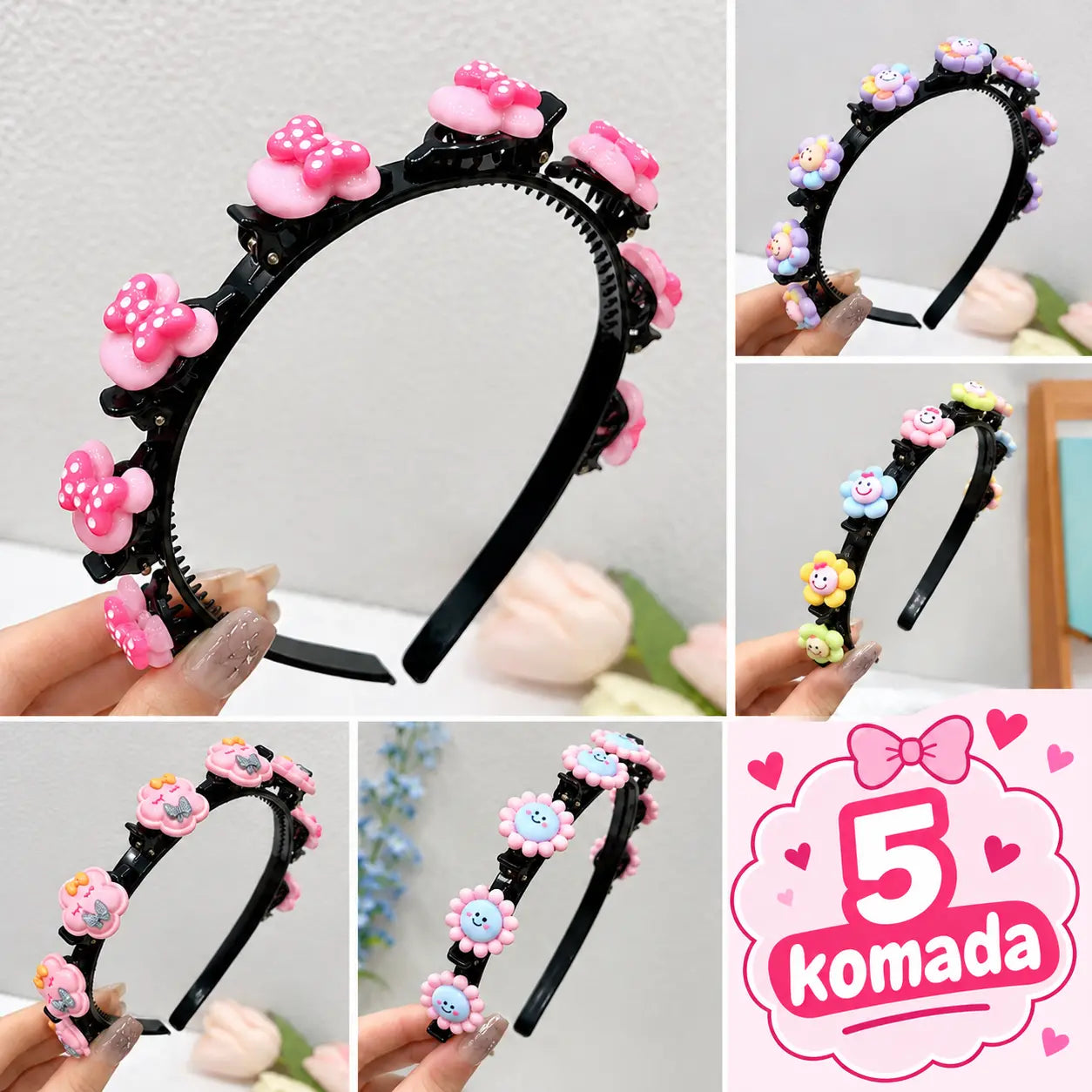 👑【5 komada】Štapići, kopče i pletene vrpce za djevojčice
