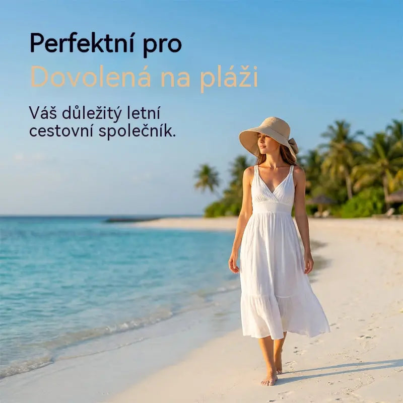 👒✨ Dámský sluneční klobouk s mašlí a širokou krempou – skládací, 360° ochrana 🎀
