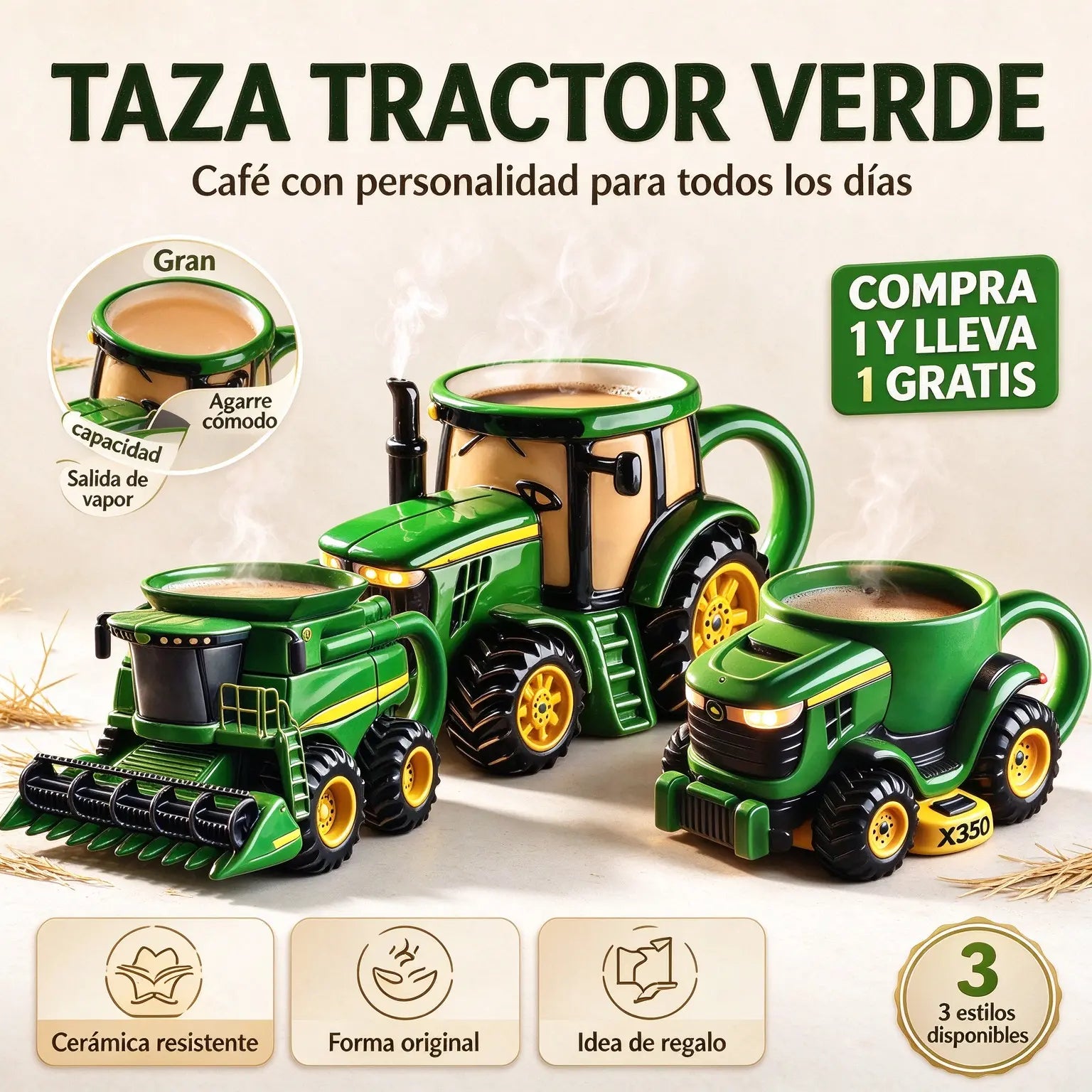 ☕Taza de café retro con forma de tractor agrícola