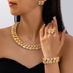 💖🔥【Anillo + Pulsera + Pendientes + Collar】✨Conjunto de joyas de estilo bohemio, creativo y único, de estilo minimalista.