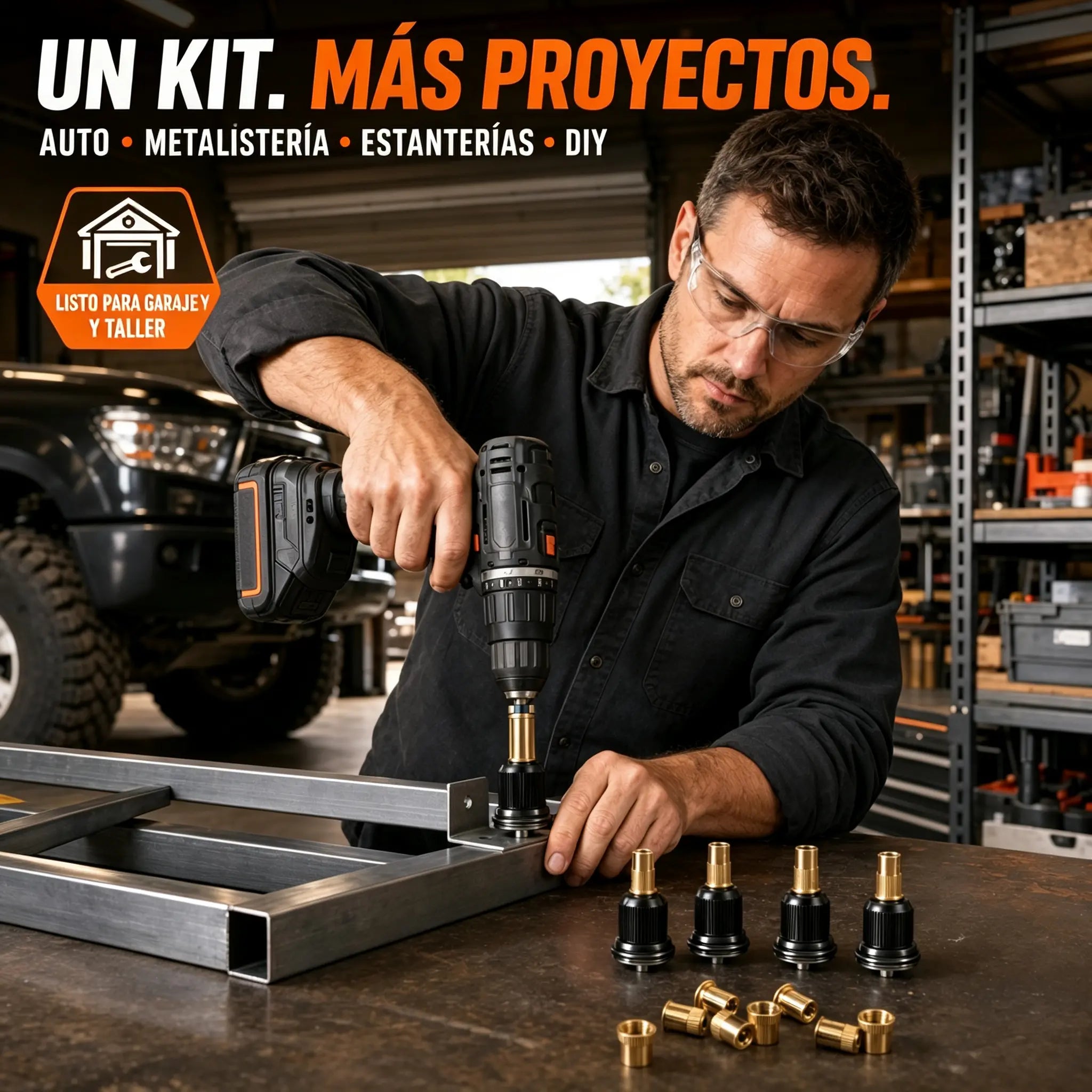 🔥 ÚLTIMO DÍA CON 50% DE DESCUENTO - 🔧 Kit completo para remaches roscados M3–M10 con taladro【55 unidades】