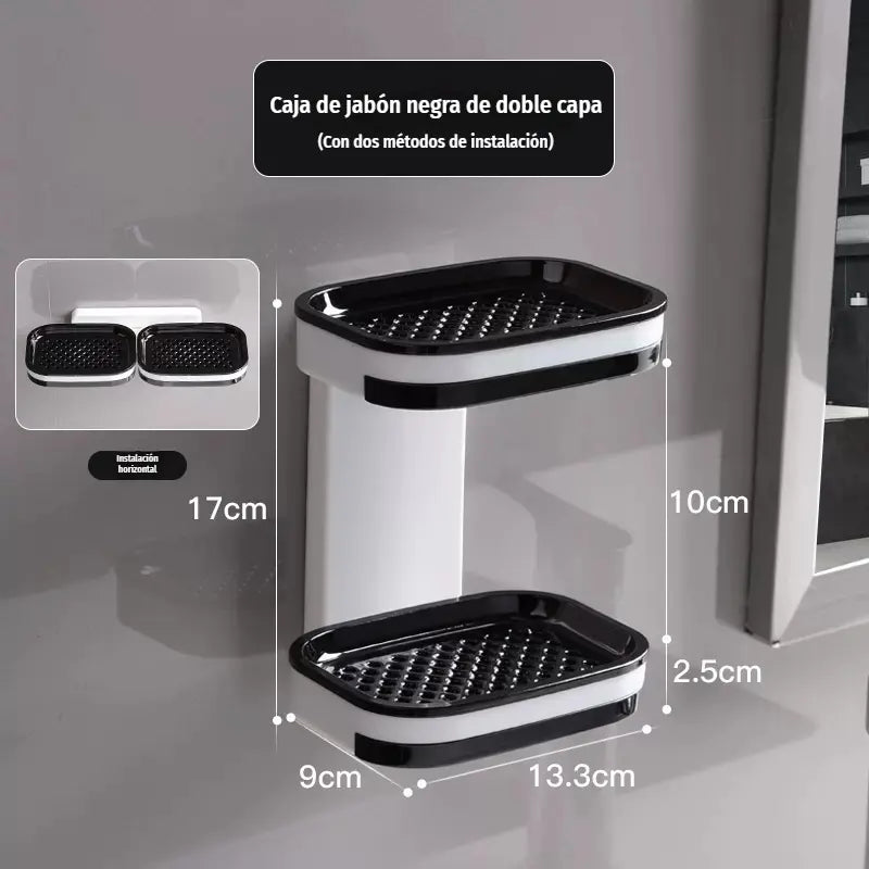 🧼💪 Jabonera de Pared con Doble Drenaje | Sin Taladrar, Instalación en 5 Segundos | Mantiene el Jabón Seco y Organiza tu Baño ✨