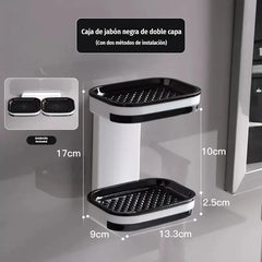 🧼💪 Jabonera de Pared con Doble Drenaje | Sin Taladrar, Instalación en 5 Segundos | Mantiene el Jabón Seco y Organiza tu Baño ✨