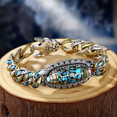 💓💓【Compre uno y llévese otro gratis】Pulsera de cuentas de transferencia de mantra turquesa vintage de plata de ley 925