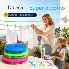 💥【3 komada】🔗 Neklizajuća i vjetrootporna užad za rublje 👕 Sprječava kaos s rubljem na vjetru 🌬️