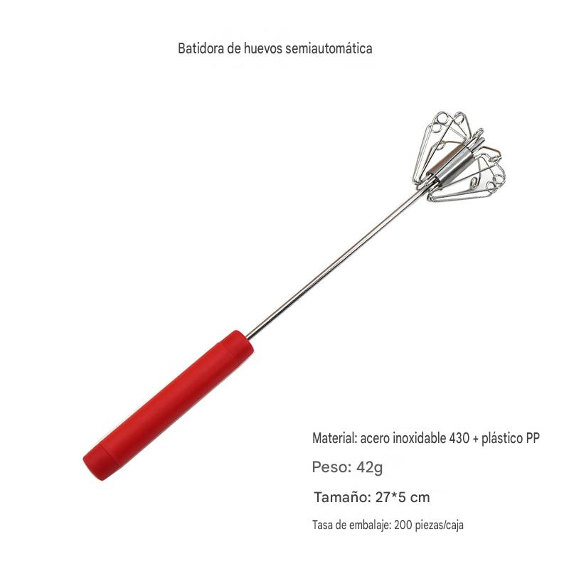 🥳（2 piezas）🥚💪 ¡50% de descuento! Batidor de huevos manual semiautomático: presiona y gira, sin electricidad. Bate huevos y nata en segundos! ✨🧁