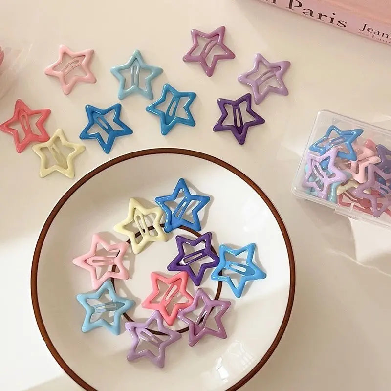 ✨🌸【50 piezas】Pinzas para el pelo con estrellas coloridas: adorables accesorios en tonos pastel para mujeres y niñas