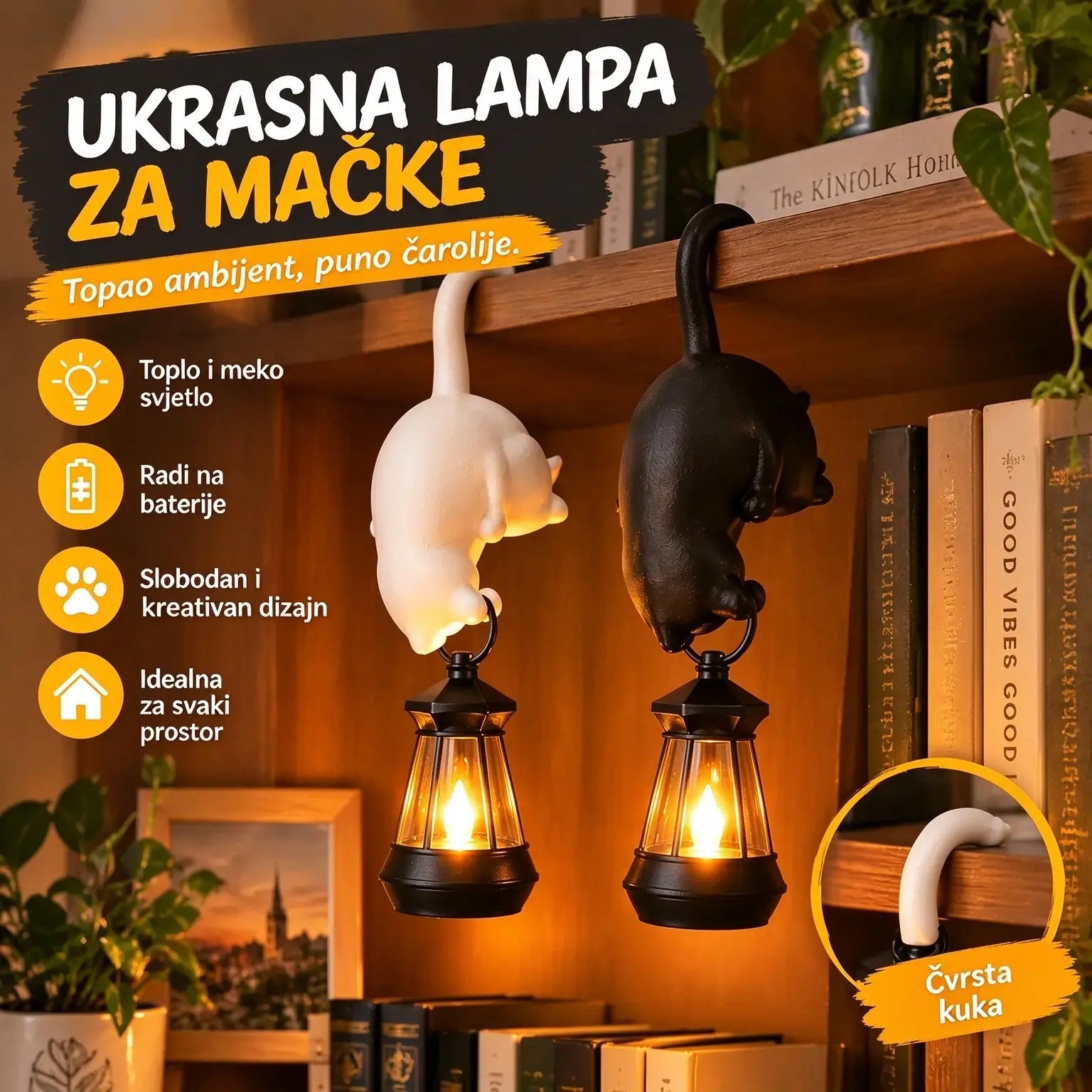 【🔥2 komada】Slatka ukrasna kuka za policu u obliku mačke