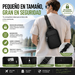 🛡️ Bolso bandolera antirrobo con cremallera con cierre y protección RFID – Bolso cruzado resistente a desgarros de 300D