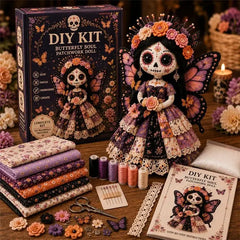 🧵✨ DIY sada na patchworkovou panenku – sváteční a rozkošný design, kreativní dárek pro ruční práce 🎁