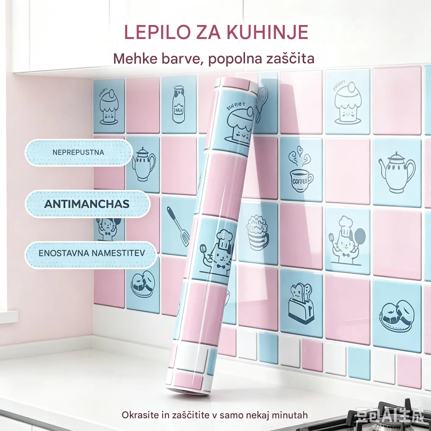 Nalepke za kuhinjo, odporne na olje, vodoodporne samolepilne tapete, zaščita za pult.
