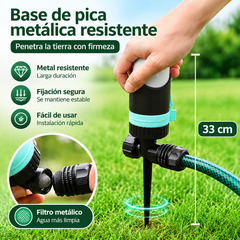 Sistema de riego automático con rotación de 360° para jardín, césped y patio.