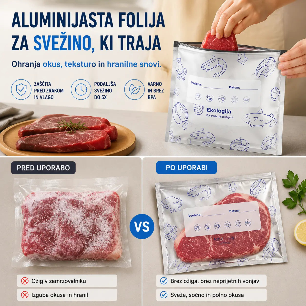 🔥🔥Skupaj 30 antibakterijskih vrečk iz aluminijaste folije, izjemno enostavnih za uporabo, za ohranjanje svežine.