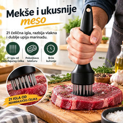 Omekšivač od nehrđajućeg čelika s 21 iglom, pogodan za odreske, roštiljanje i kuhanje.